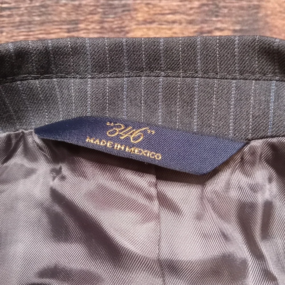Brooks Brothers 346 Stretch 100% Wool Blazer 40L Gray Pinstripe‎